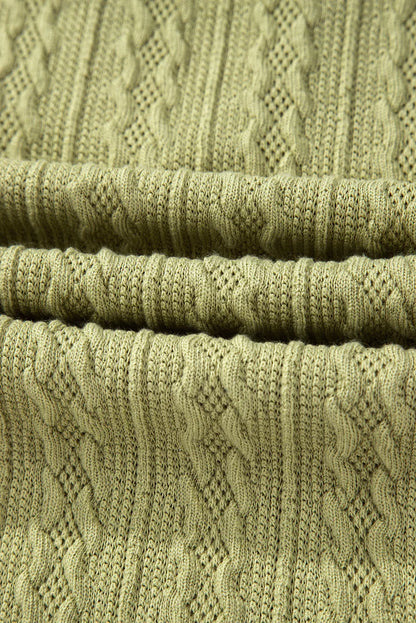 Spinach Green Textured Knit Slim Fit Notch V Neck T Shirt - Windgat