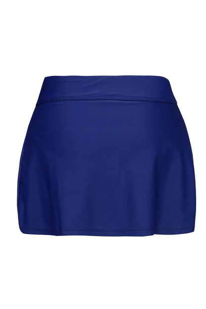 Plus Size Navy Blue Skirted Swim Bikini Bottom - Windgat