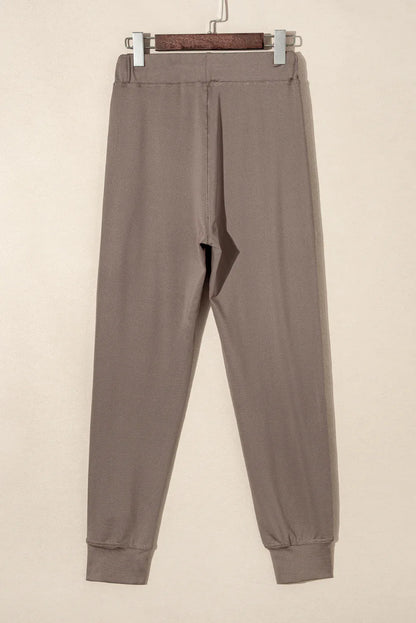 Black Drawstring Elastic Waistband Pocketed Joggers - Windgat