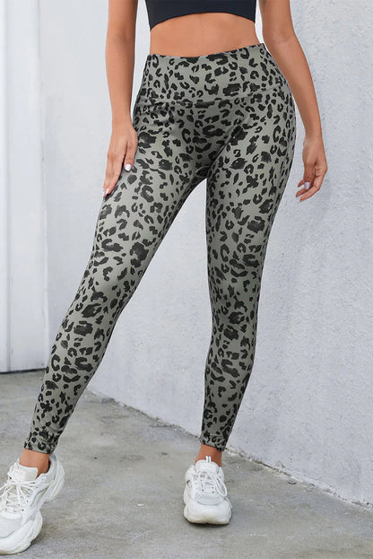 Gray Classic Leopard Print Active Leggings - Windgat