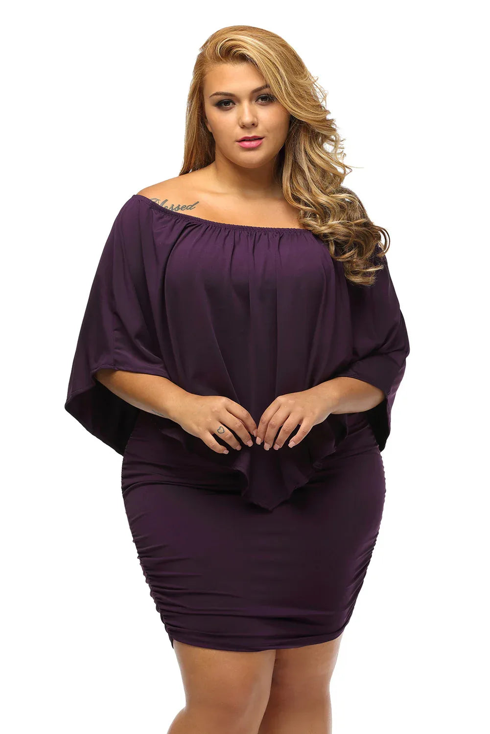 Plus size Dressing Layered Pink Mini Poncho Dress - Windgat