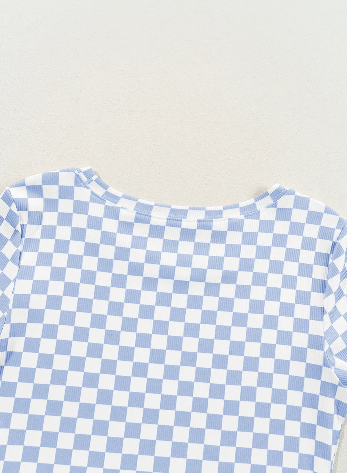 Black Checkered Ribbed Slim Fit Crew Neck T Shirt - Windgat