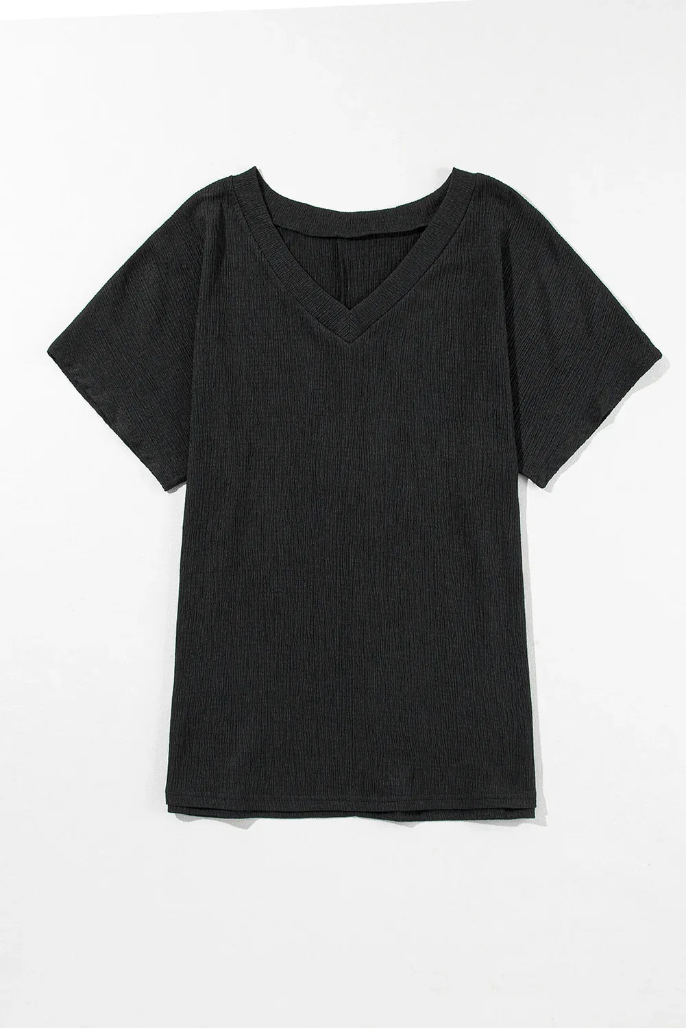 Blue Sapphire Crinkled V Neck Wide Sleeve T-shirt - Windgat