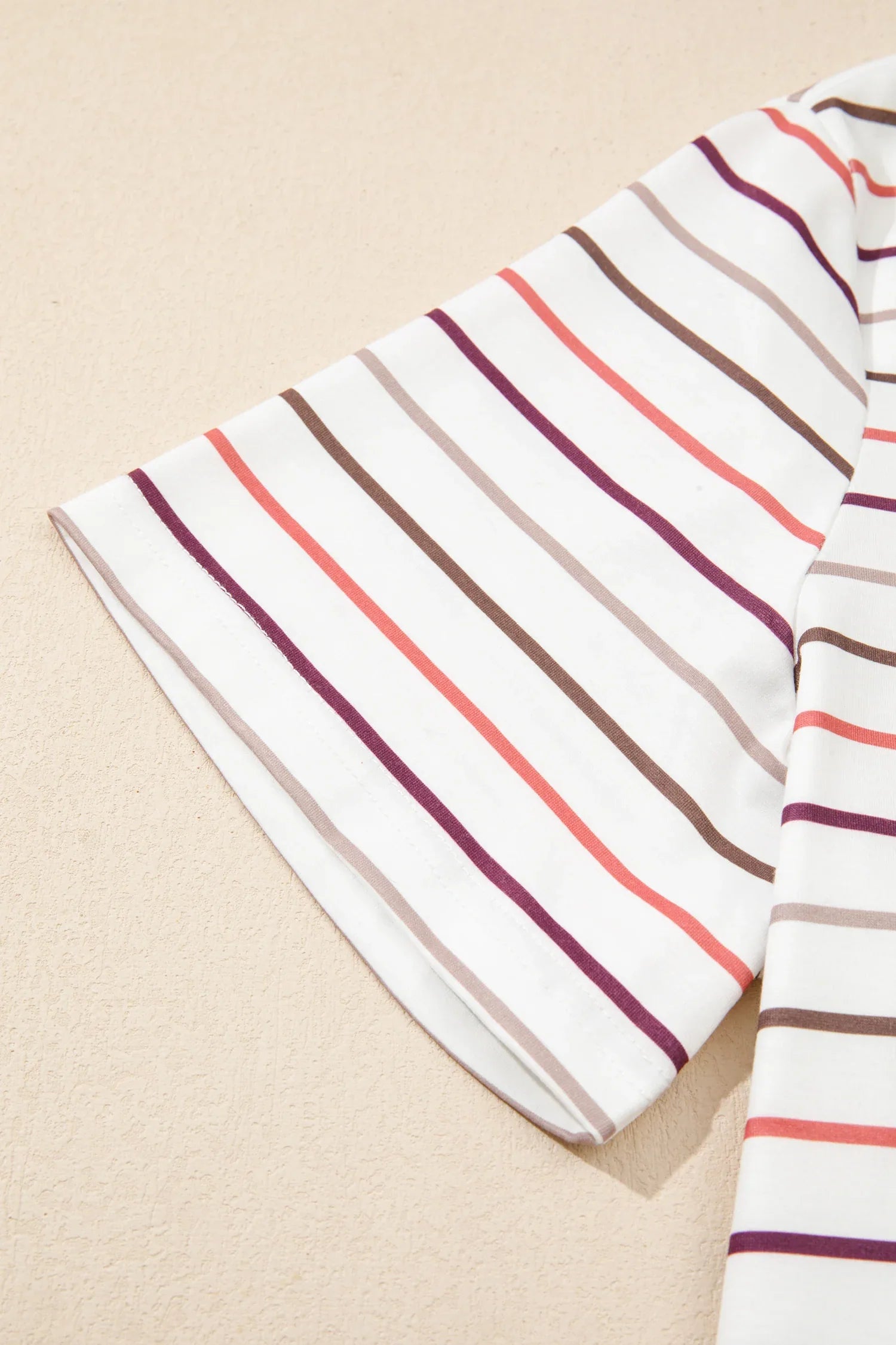 White Stripe V Neck Casual Plus Size Tee - Windgat