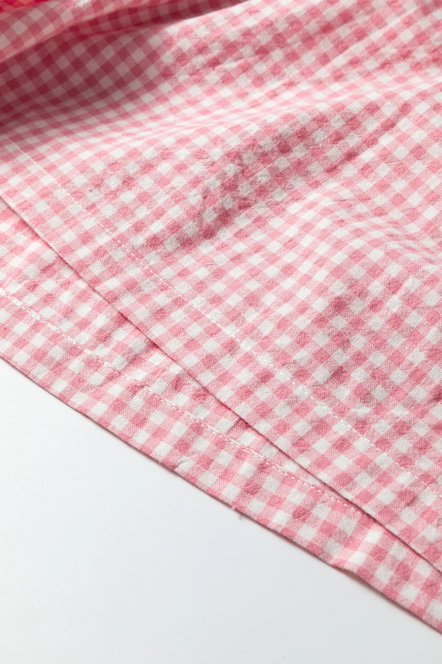 Red Contrast Trim Plaid Print Plus Size Shorts - Windgat