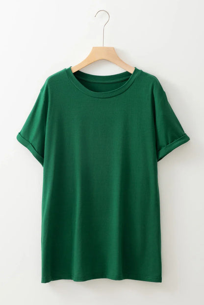 Iceland Blue Round Neck Rolled Sleeve Plus Size T-shirt - Windgat