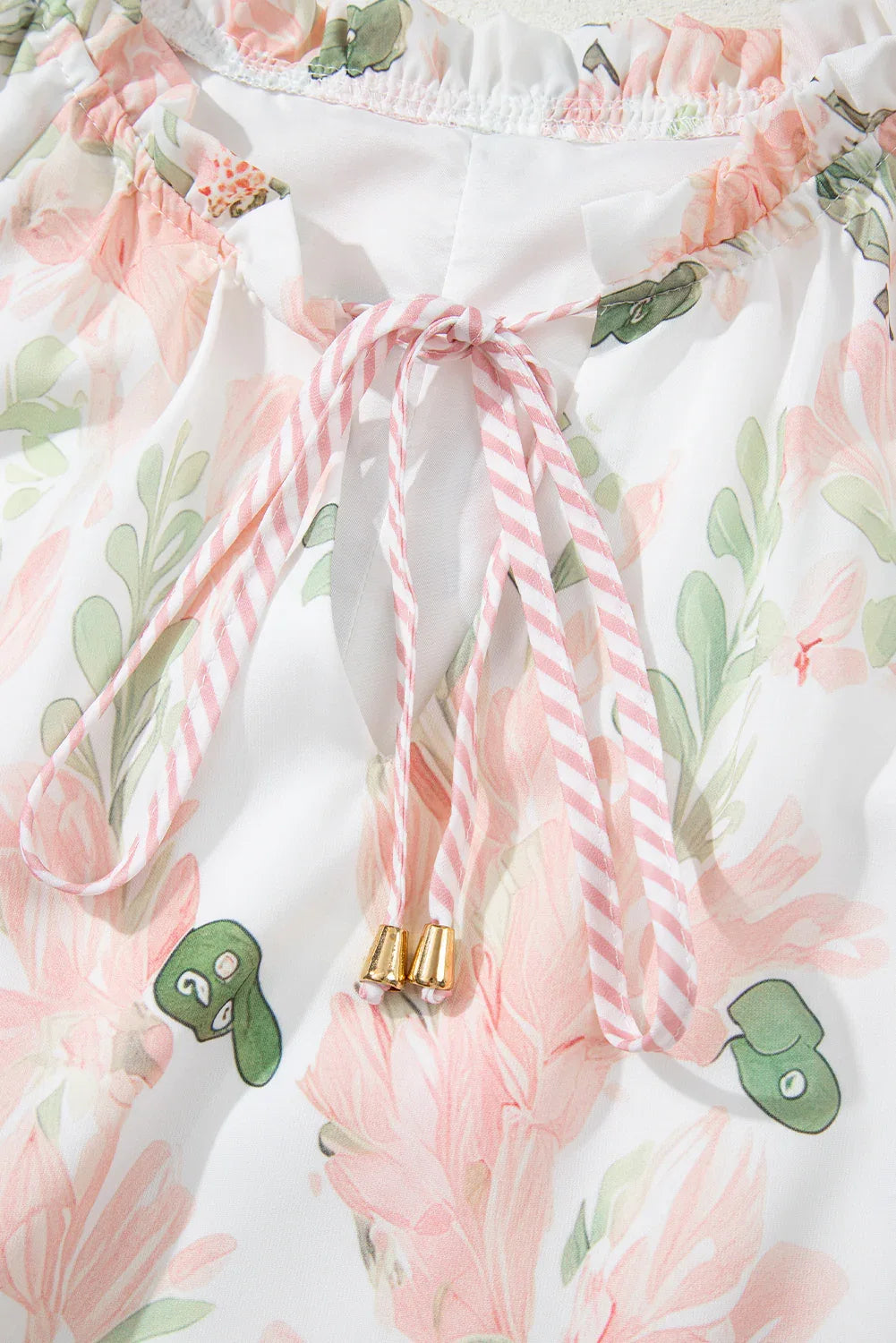 Pink Plus Size Floral Print Striped Detail Short Summer Dress - Windgat