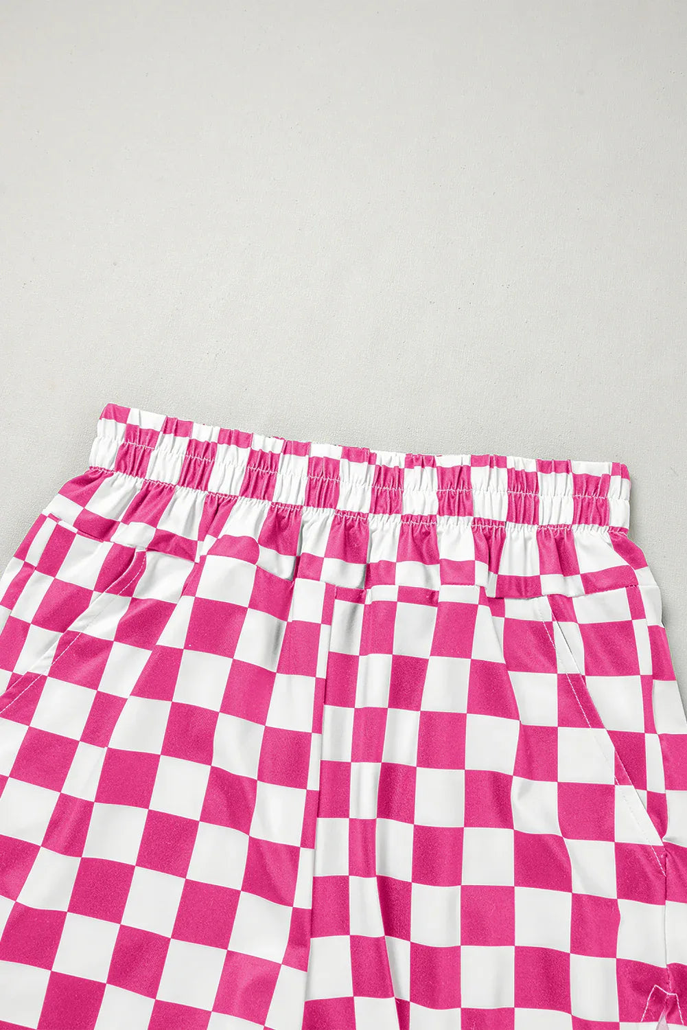 Rose Checkered Print High Waist Casual Shorts - Windgat