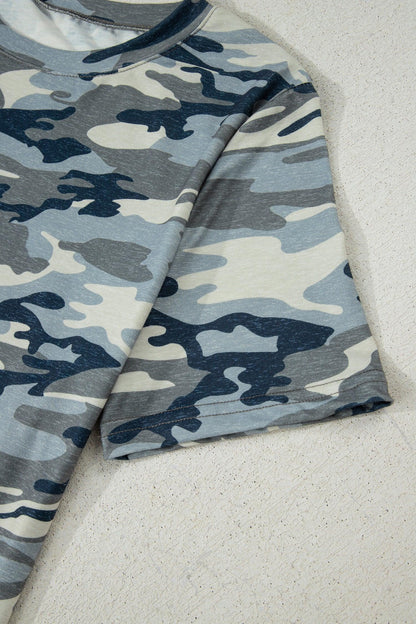 Green Camouflage Print Crew Neck T Shirt - Windgat