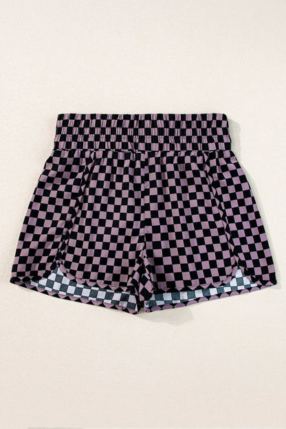 Pink Plaid High Waisted Athletic Shorts - Windgat