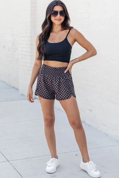 Pink Plaid High Waisted Athletic Shorts - Windgat