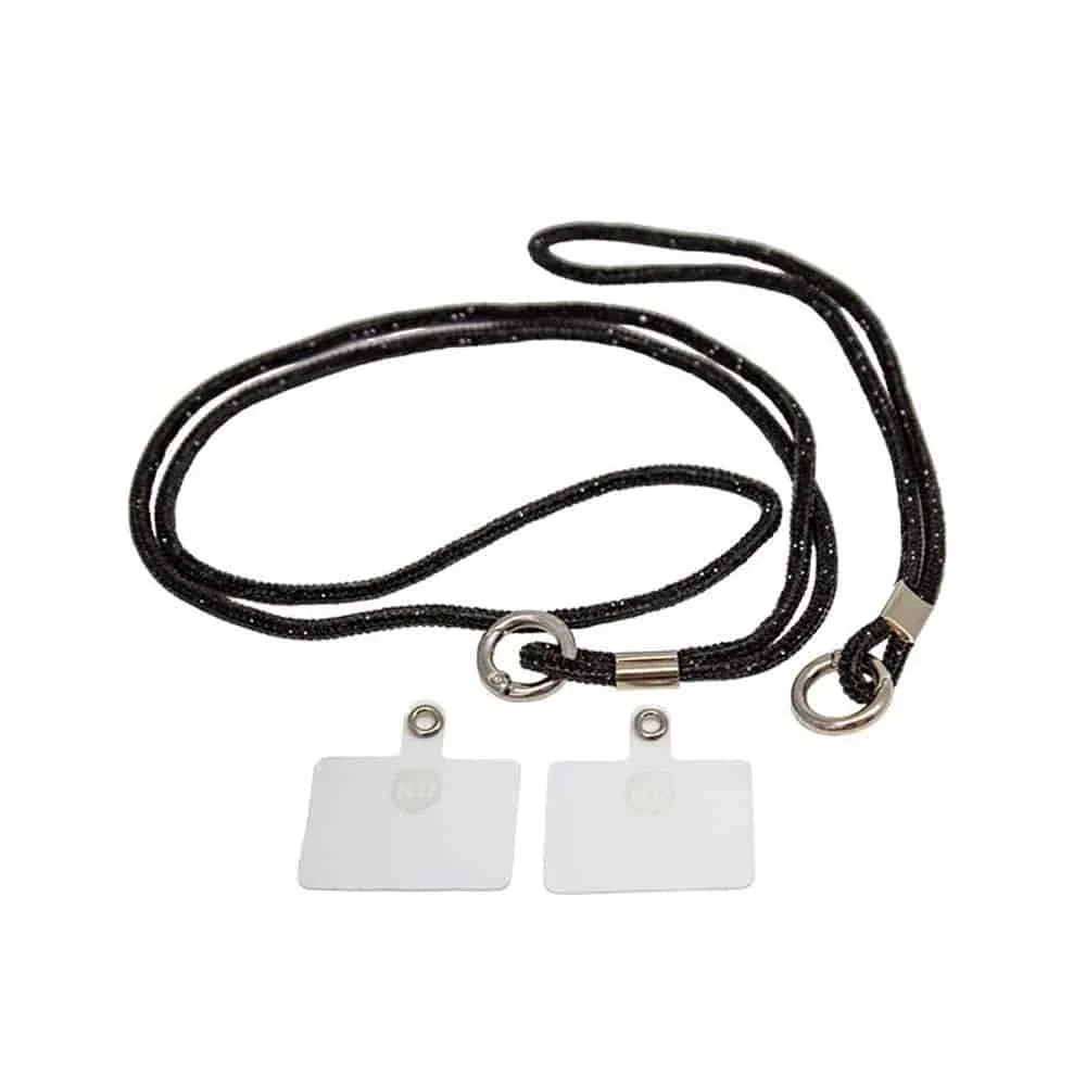 Universal Cell Phone Diamond Lanyard Silver 1x Neck Strap 1x Wrist Strap - Windgat