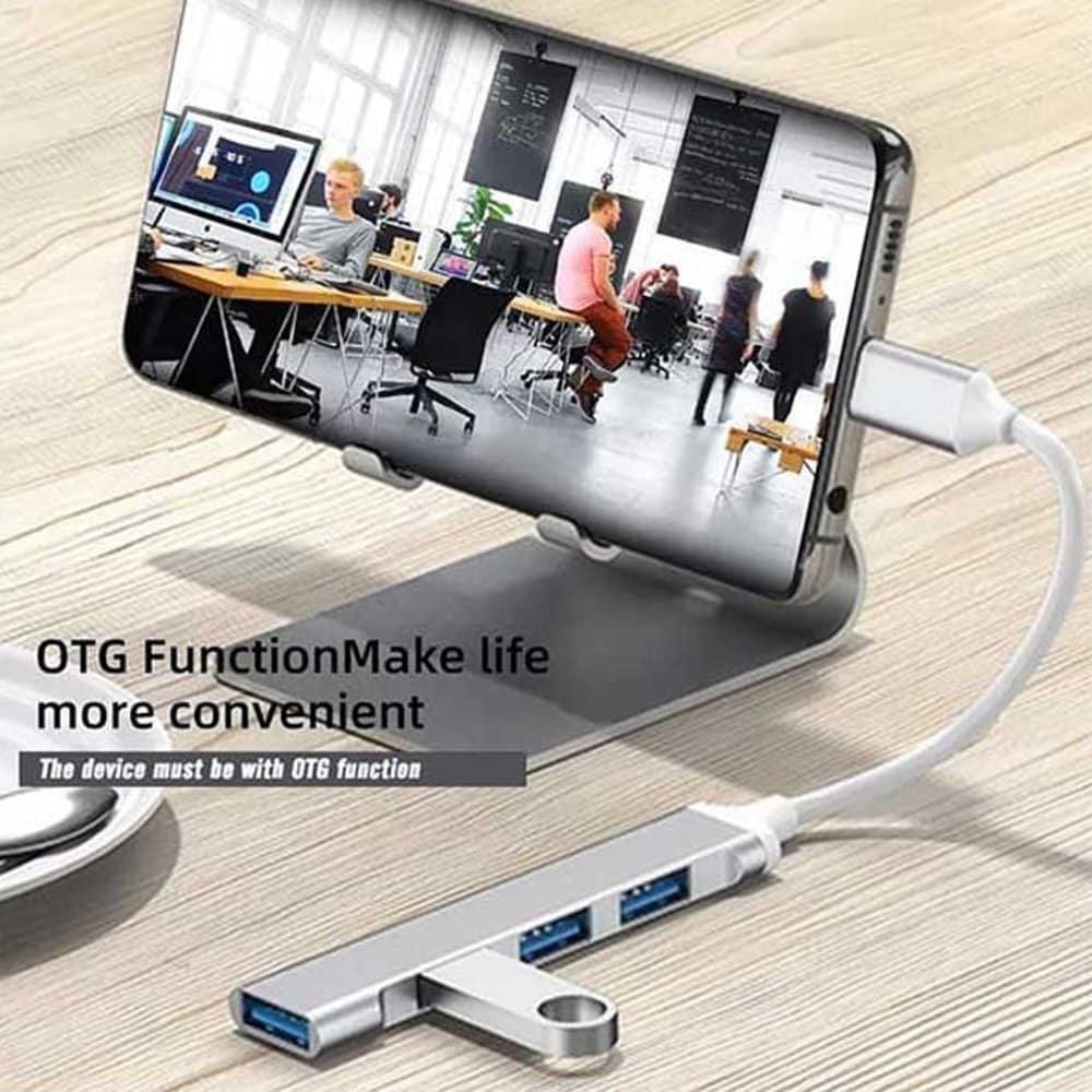 3-Port Type-C to USB 3.0 Hub- Data Transfer- Laptops, PCs & Phones - Windgat