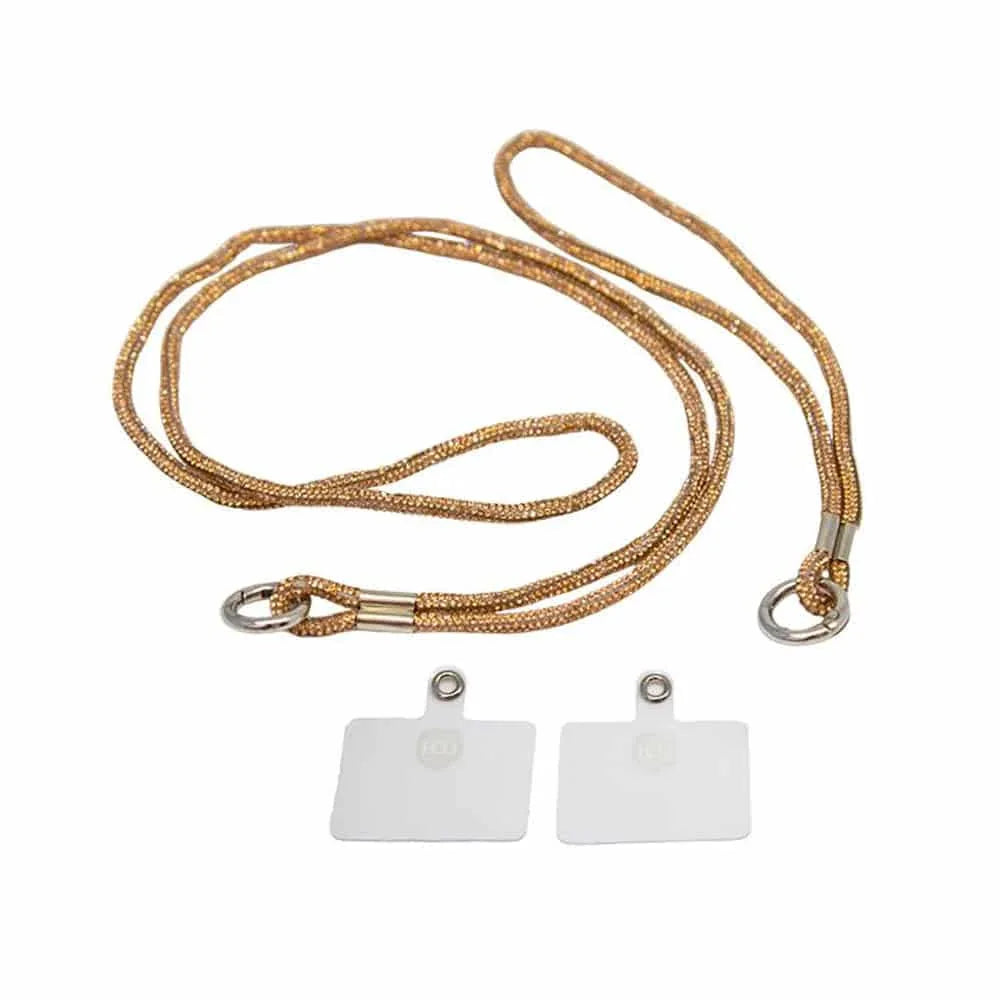 Universal Cell Phone Diamond Lanyard Silver 1x Neck Strap 1x Wrist Strap - Windgat