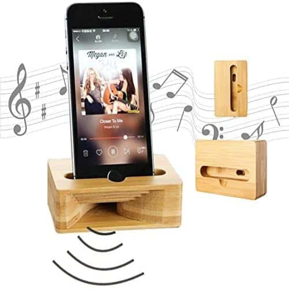 Universal Phone Bamboo Wooden Sound Amplifier Docking Stand - Windgat