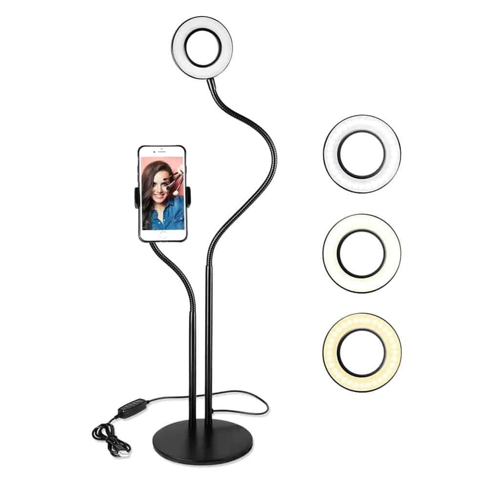2-in-1 Selfie Ring LED Beauty Light Phone Holder Desk Stand - Windgat
