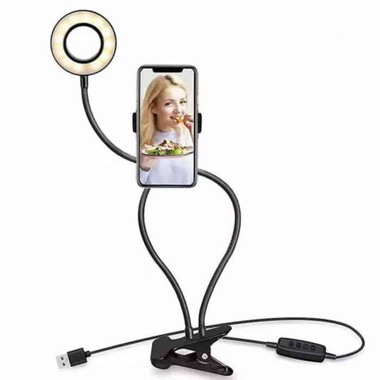 Lazy Bracket 2-in-1 Phone Holder & Selfie Light Desk Clamp - Windgat