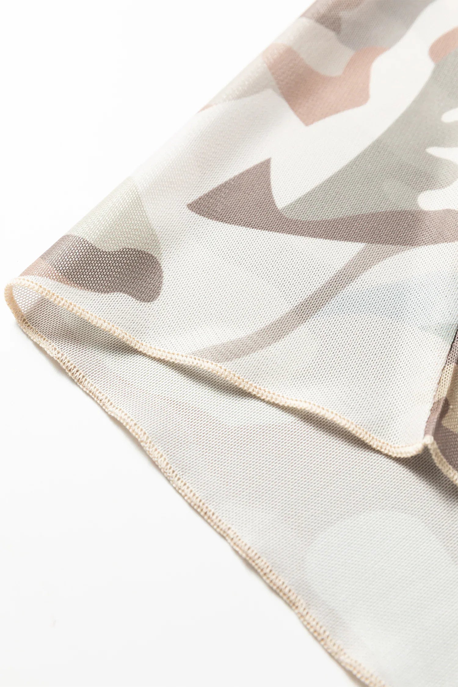 Green Plus Size Western Camo Print Mesh Long Sleeve Top - Windgat