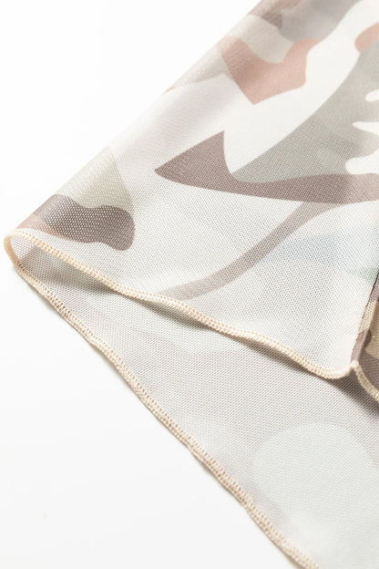 Green Plus Size Western Camo Print Mesh Long Sleeve Top - Windgat