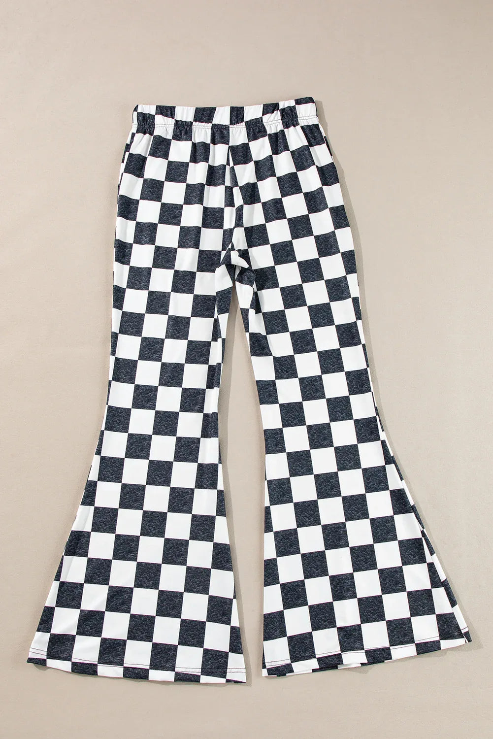 Black Checkerboard High Rise Casual Flared Pants - Windgat