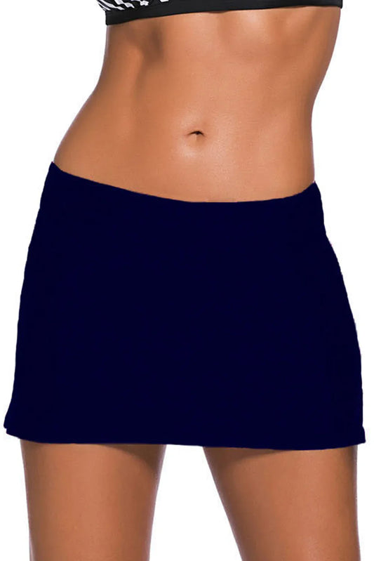 Plus Size Navy Blue Skirted Swim Bikini Bottom - Windgat