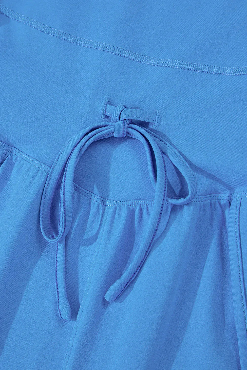 Blue Crossed Spaghetti Straps Drawstring Waist Sporty Romper - Windgat