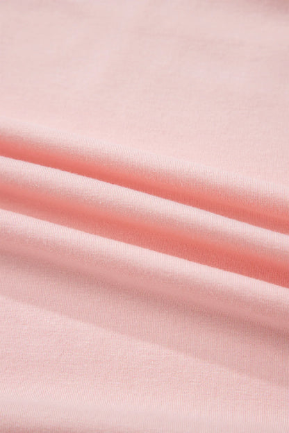 Gossamer Pink Plus Size Solid Color Asymmetric Neck Short Sleeve Blouse - Windgat