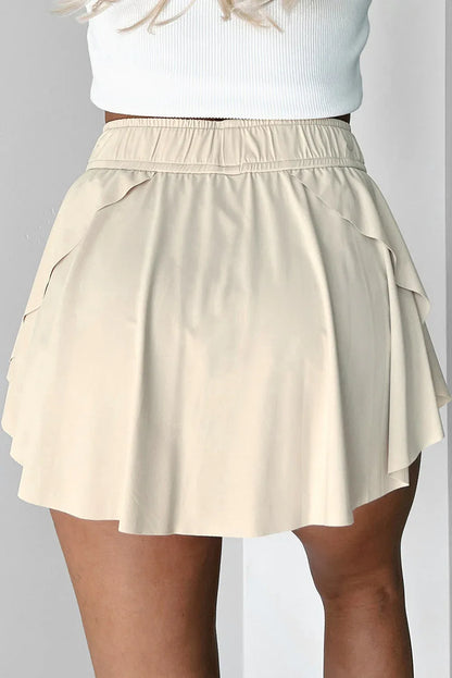 Sky Blue Drawstring Elastic Waistband Lined Tennis Skorts - Windgat