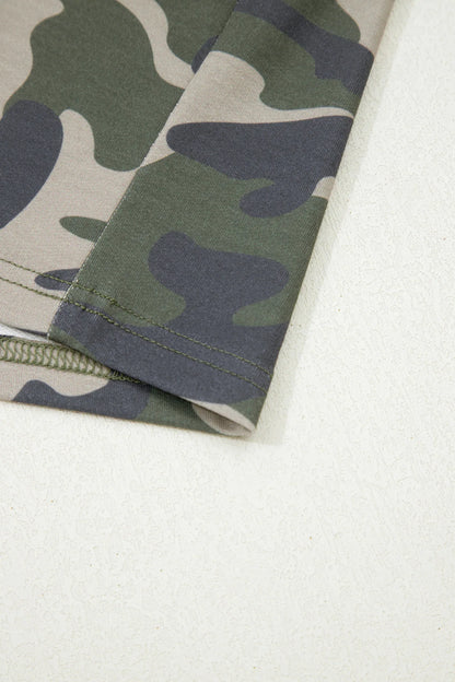 Green Tie Elastic Waist Pocketed Plus Size Camo Shorts - Windgat